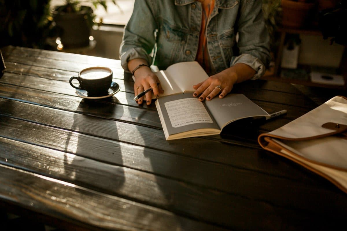 Notebook on table