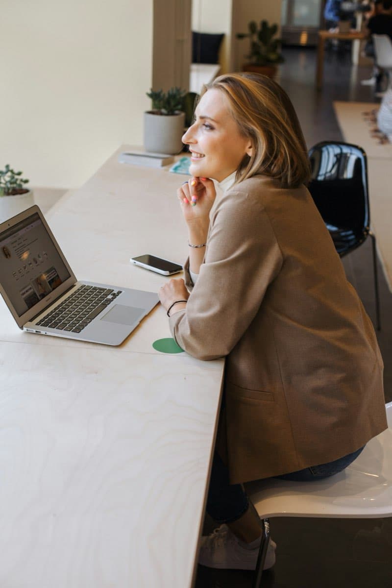Woman using laptop